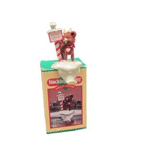 Vintage Hallmark Christmas Stocking Hanger Reindeer Crossing w/ Box 1987 Rare